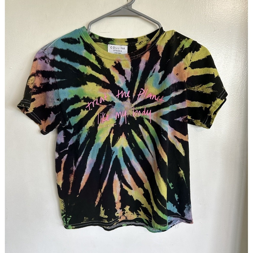 Collina Strada Tie Dye TIE-DYE  Short Sleeve Crew Neck T-Shirt Top Sz XS